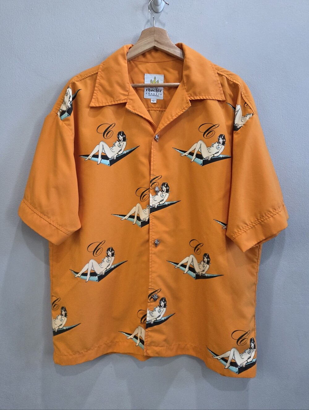Chochie Casuals Rock Star Division Pinup Girl Cadillac Shirt Men's Size Large